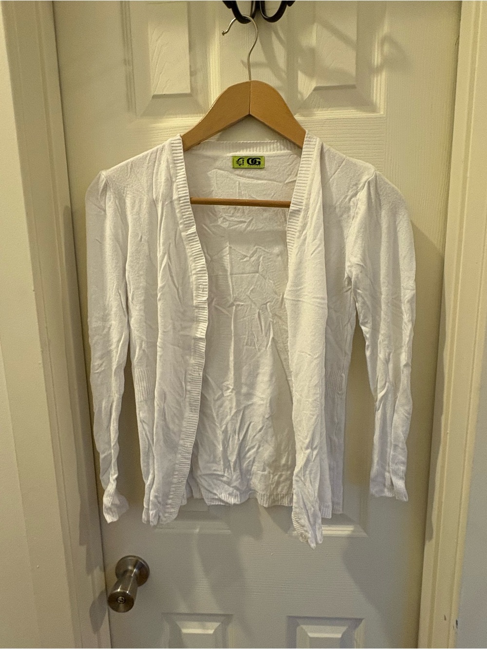 CG Fashion White Open-Front Cardigan